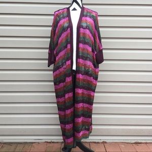 NWT Zara Long Open Knit Striped Cardigan